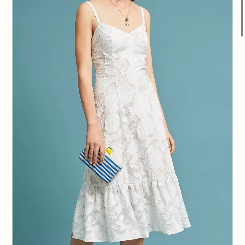 Anthropologie x Tracy Reese Summer Romance white floral dress size 2 petite